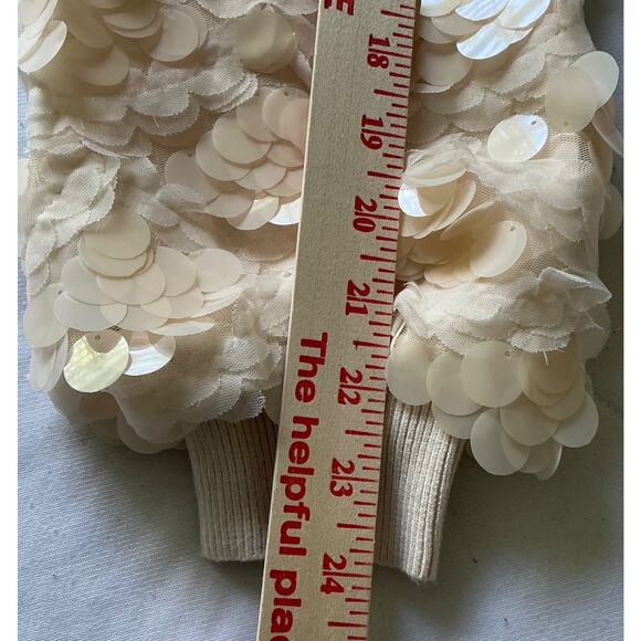 Siani Milano Ivory High Neck Sweater With Embellished Statement Sleeves Size Lg - Picture 11 of 11